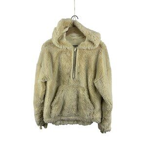 Free People Movement Off the Record Soft Faux Fur Kangaroo Hoodie Oversize